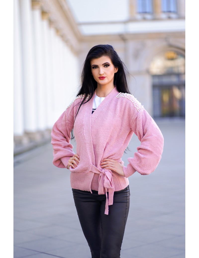 Sweter wiązany kopertowy z...